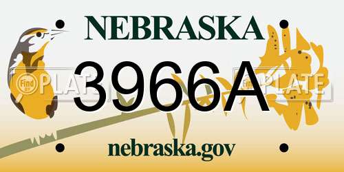 3966A Nebraska License Plate