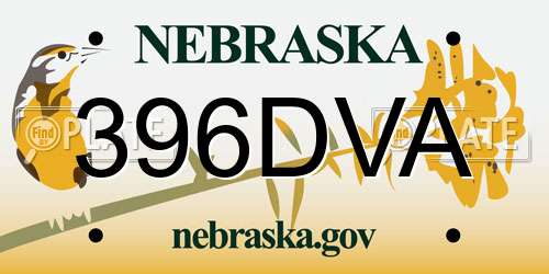 396DVA Nebraska License Plate