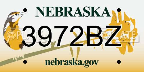 3972BZ Nebraska License Plate