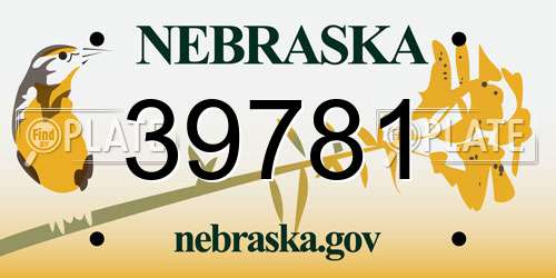 39781 Nebraska License Plate