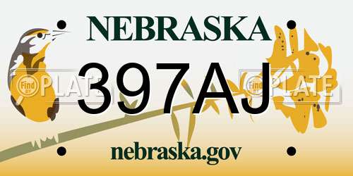 397AJ Nebraska License Plate