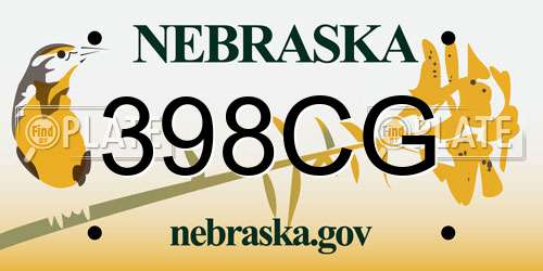 398CG Nebraska License Plate