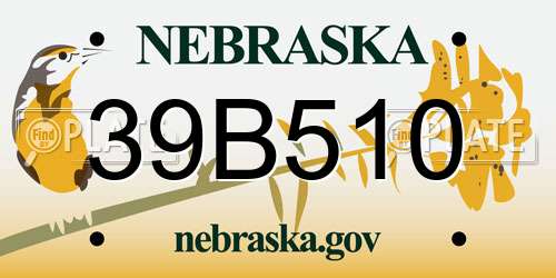 39B510 Nebraska License Plate