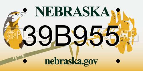 39B955 Nebraska License Plate