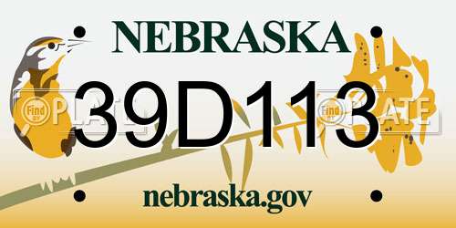 39D113 Nebraska License Plate