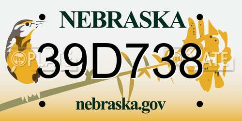 39D738 Nebraska License Plate