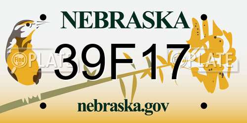 39F17 Nebraska License Plate
