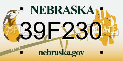 39F230 Nebraska License Plate