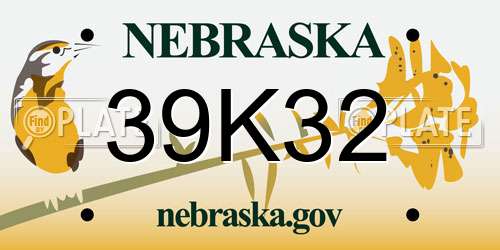 39K32 Nebraska License Plate
