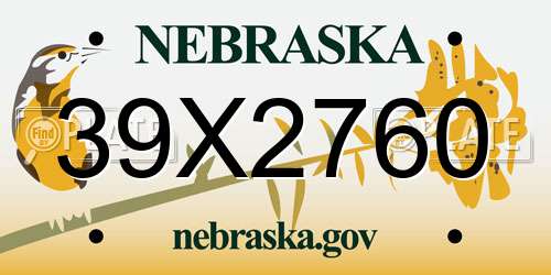 39X2760 Nebraska License Plate