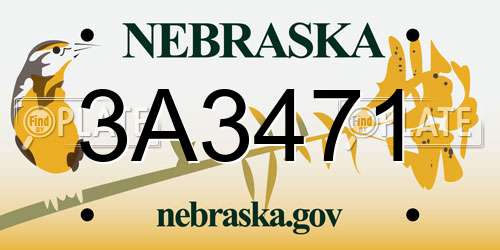 3A3471 Nebraska License Plate
