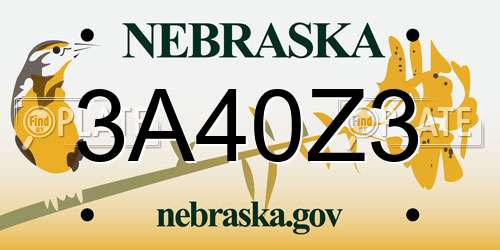 3A40Z3 Nebraska License Plate