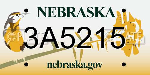3A5215 Nebraska License Plate