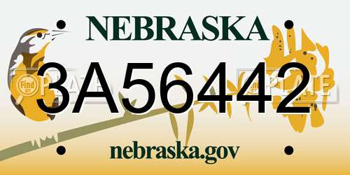 3A56442 Nebraska License Plate