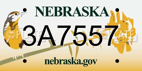 3A7557 Nebraska License Plate