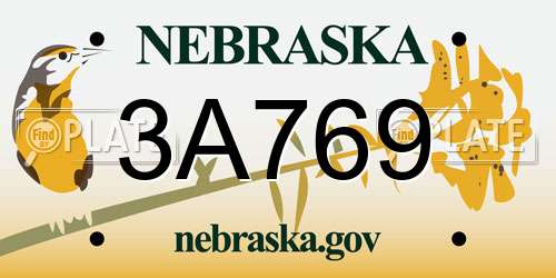 3A769 Nebraska License Plate