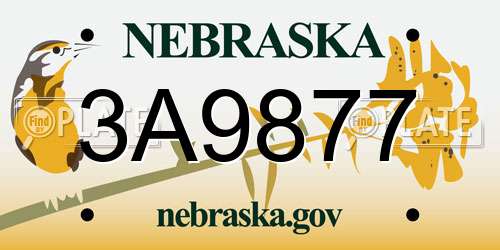 3A9877 Nebraska License Plate