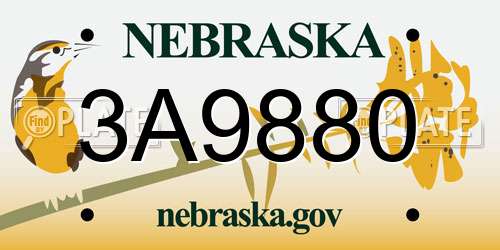 3A9880 Nebraska License Plate