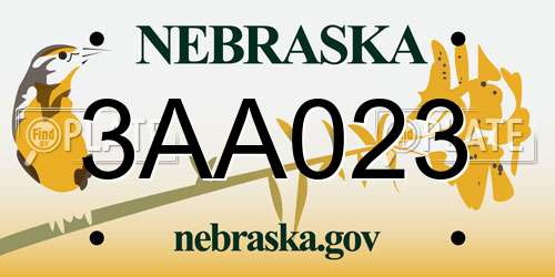 3AA023 Nebraska License Plate
