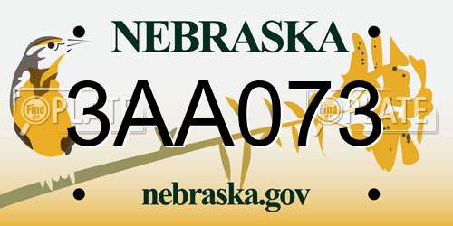 3AA073 Nebraska License Plate