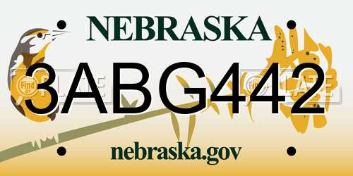 3ABG442 Nebraska License Plate