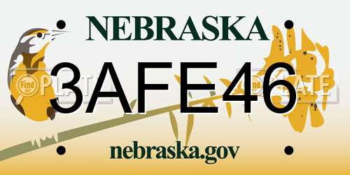 3AFE46 Nebraska License Plate