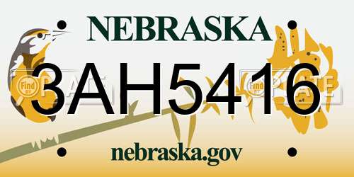 3AH5416 Nebraska License Plate