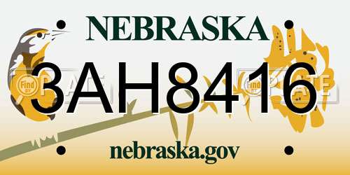3AH8416 Nebraska License Plate