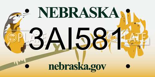 3AI581 Nebraska License Plate