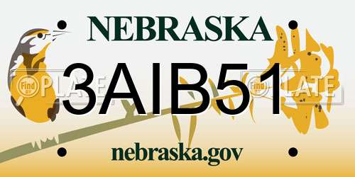 3AIB51 Nebraska License Plate