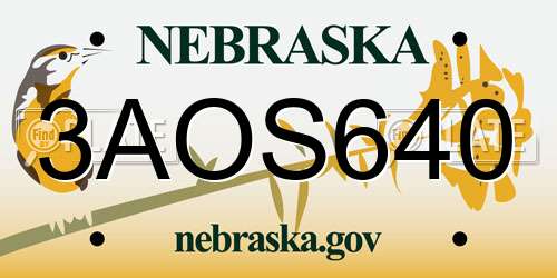 3AOS640 Nebraska License Plate