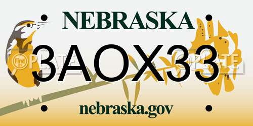 3AOX33 Nebraska License Plate
