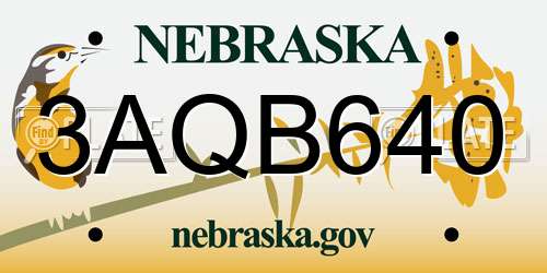 3AQB640 Nebraska License Plate