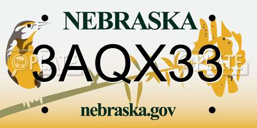 3AQX33 Nebraska License Plate
