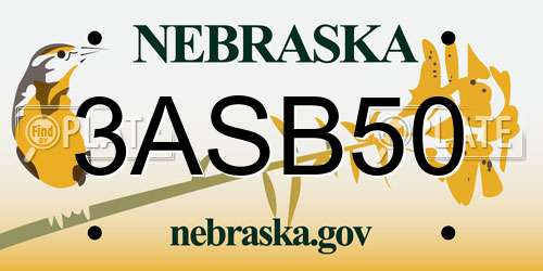 3ASB50 Nebraska License Plate