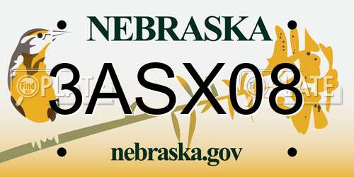 3ASX08 Nebraska License Plate