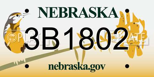 3B1802 Nebraska License Plate