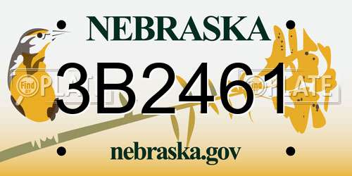3B2461 Nebraska License Plate
