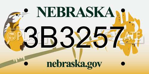 3B3257 Nebraska License Plate