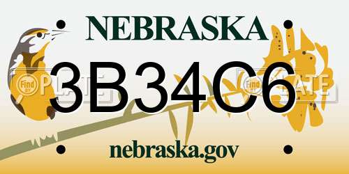 3B34C6 Nebraska License Plate