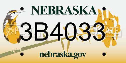 3B4033 Nebraska License Plate
