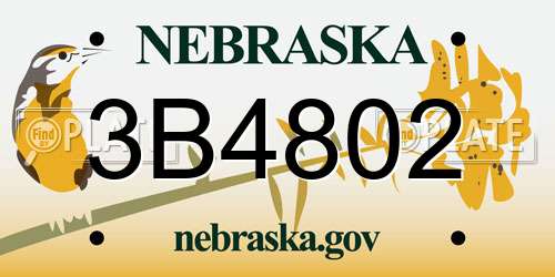 3B4802 Nebraska License Plate