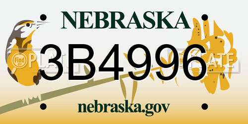3B4996 Nebraska License Plate