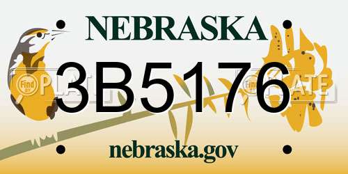 3B5176 Nebraska License Plate