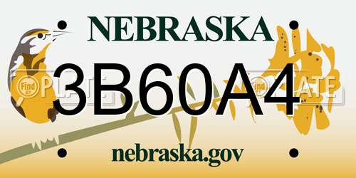 3B60A4 Nebraska License Plate