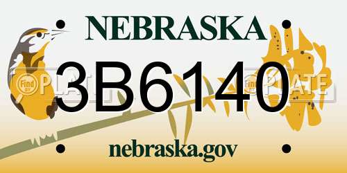 3B6140 Nebraska License Plate