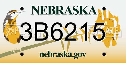 3B6215 Nebraska License Plate