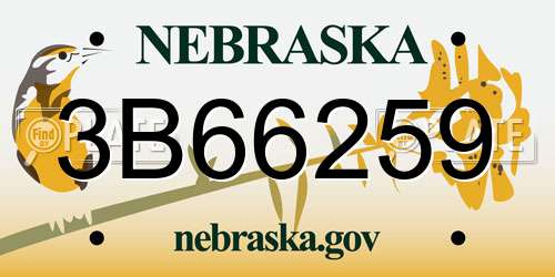 3B66259 Nebraska License Plate