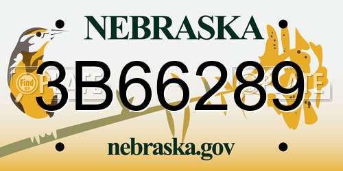 3B66289 Nebraska License Plate