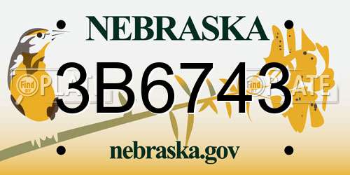 3B6743 Nebraska License Plate